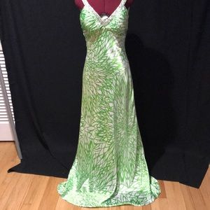 Lime green and white floral statement gown 7/8